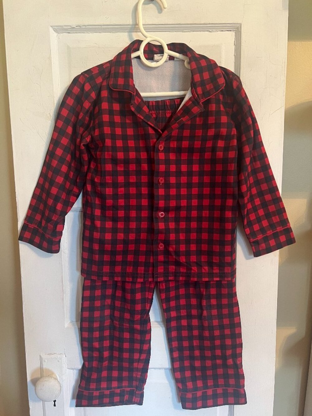 Outdoor Kids Red and Black Buffalo Gingham Check Holiday Pajamas - Boy's 5